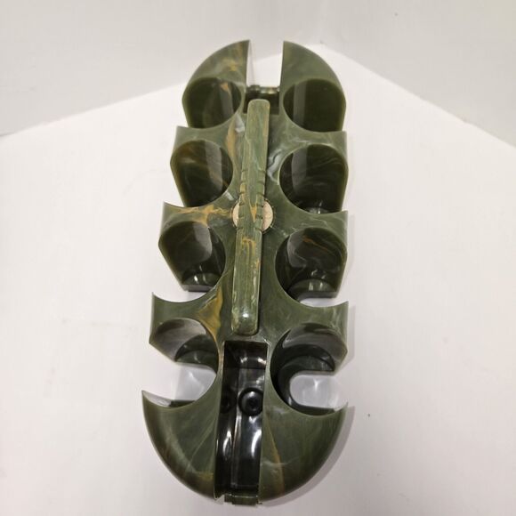 Vintage Green Swirled Bakelite / Catalin Poker Chip & Card Deck Holder Rare - Picture 2 of 8